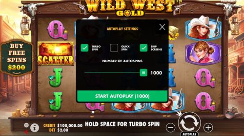 Autoplay Function in Wild West Gold Slot